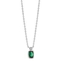Collier Silber Zirkonia grün, Zirkonia weiss rhodiniert 40-45 cm verstellbar-608987
