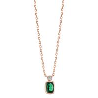 Collier Silber Zirkonia grün, Zirkonia weiss rosé vergoldet 40-45 cm verstellbar-608988