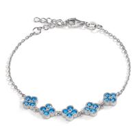 Armband Silber Zirkonia hellblau, 20 Steine rhodiniert Blume 16-19 cm verstellbar-608990
