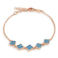 Armband Silber Zirkonia hellblau, 20 Steine rosé vergoldet Blume 16-19 cm verstellbar-608991