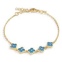 Armband Silber Zirkonia hellblau, 20 Steine gelb vergoldet Blume 16-19 cm verstellbar-608992
