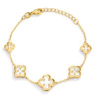 Armband Silber gelb vergoldet Perlmutt Blume 16-19 cm verstellbar-609156