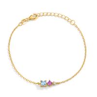 Armband Silber Zirkonia 3 Steine gelb vergoldet 16-19 cm verstellbar-609160