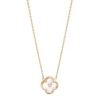 Collier 375/9 K Gelbgold Zirkonia Perlmutt Blume 45 cm-609223