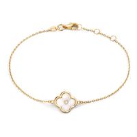 Armband 375/9 K Gelbgold Zirkonia Perlmutt Blume 17-19 cm verstellbar-609224