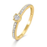 Solitär Ring 375/9 K Gelbgold Diamant 0.20 ct, 19 Steine, w-si-609468