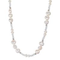 Collier Edelstahl Kristall weiss Süsswasserzuchtperle 47 cm-609902