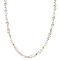 Collier Edelstahl Kristall weiss gelb IP beschichtet Süsswasserzuchtperle 44 cm-609903
