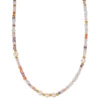 Collier Edelstahl Kristall rosa gelb IP beschichtet Süsswasserzuchtperle 43 cm-609904