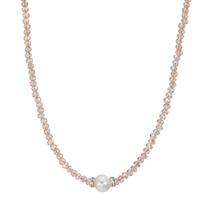 Collier Edelstahl Kristall champagner Süsswasserzuchtperle 43 cm-609906
