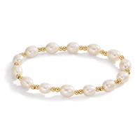 Armband Edelstahl gelb IP beschichtet Süsswasserzuchtperle 18.5 cm-609908
