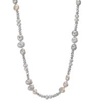 Collier Edelstahl Kristall grau Süsswasserzuchtperle 90 cm-609920