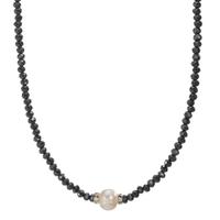 Collier Edelstahl Kristall schwarz Süsswasserzuchtperle 43 cm-609925