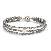 Armband Edelstahl Kristall grau Süsswasserzuchtperle 19 cm-609930