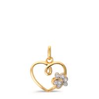Anhänger 375/9 K Gelbgold Zirkonia Herz mit Pfote Ø12 mm