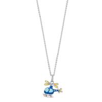 Halskette mit Anhänger Silber rhodiniert Helikopter 38-40 cm verstellbar