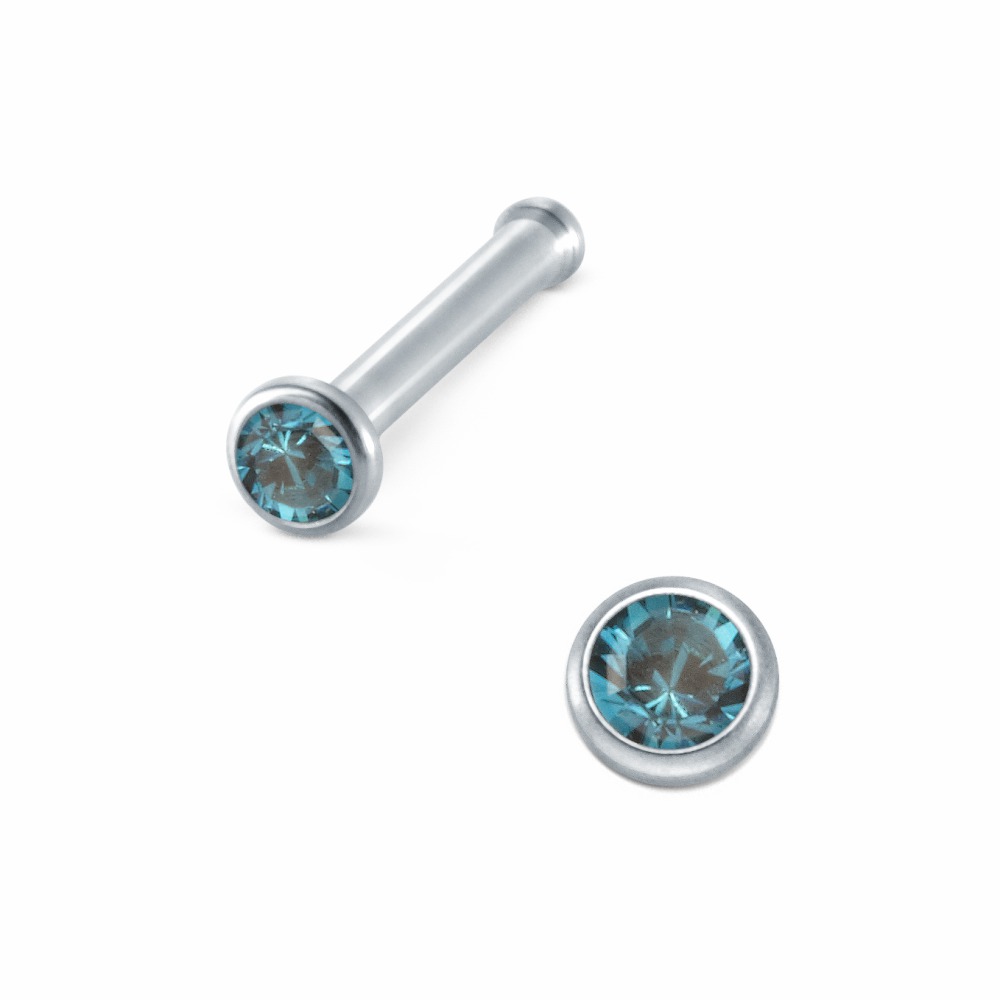 Nasenstecker Edelstahl Kristall blau Ø2 mm-222519
