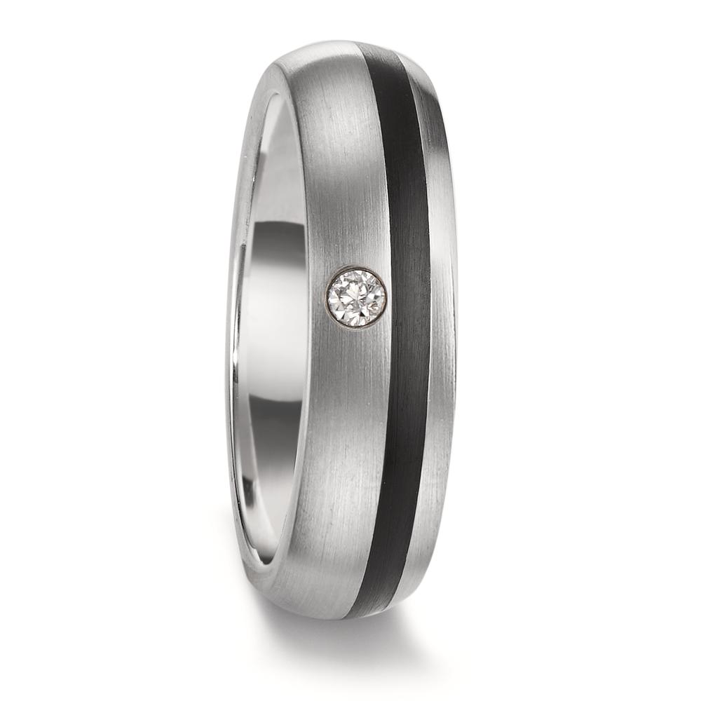 Partnerring Edelstahl, Keramik Diamant 0.04 ct, tw-si-306405