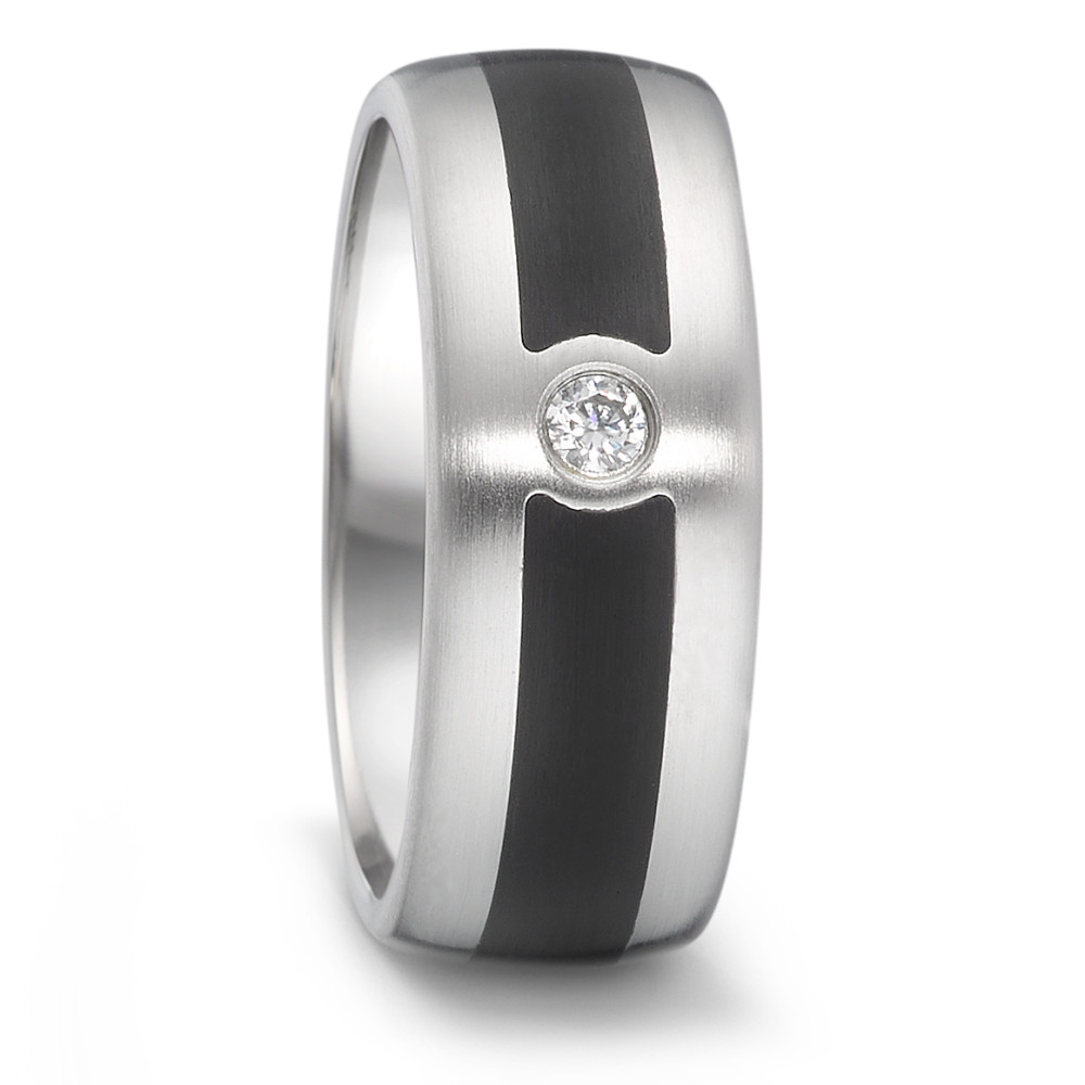Partnerring Edelstahl, Keramik Diamant 0.06 ct, tw-si-306418