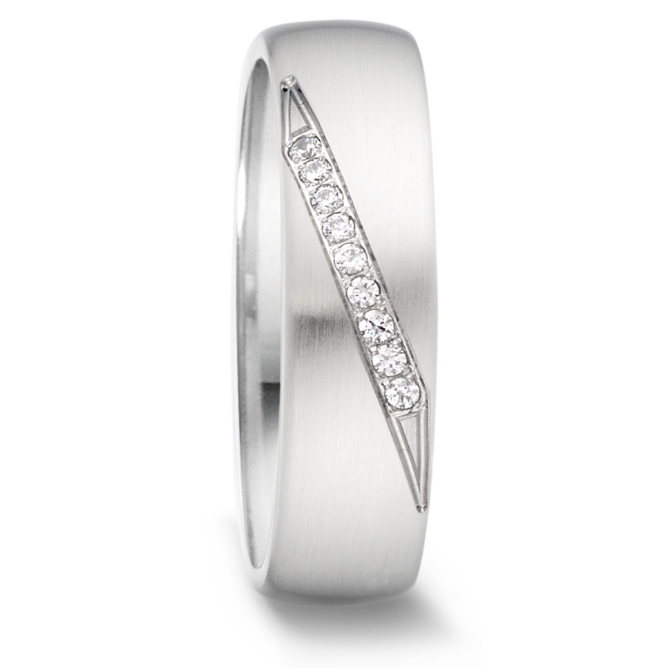 Partnerring Edelstahl Diamant 0.072 ct, 9 Steine, tw-si-306706