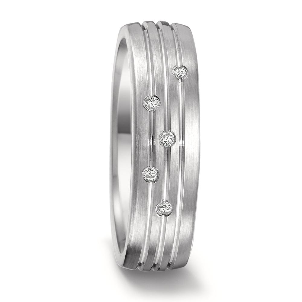 Partnerring Edelstahl Diamant 0.04 ct, 5 Steine, tw-si-306707