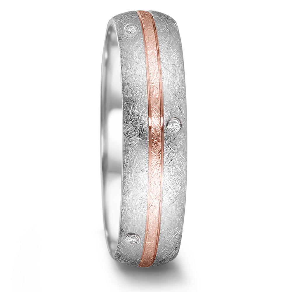 Partnerring Edelstahl, 750/18 K Rosegold Diamant 0.064 ct, 8 Steine, tw-si-307514
