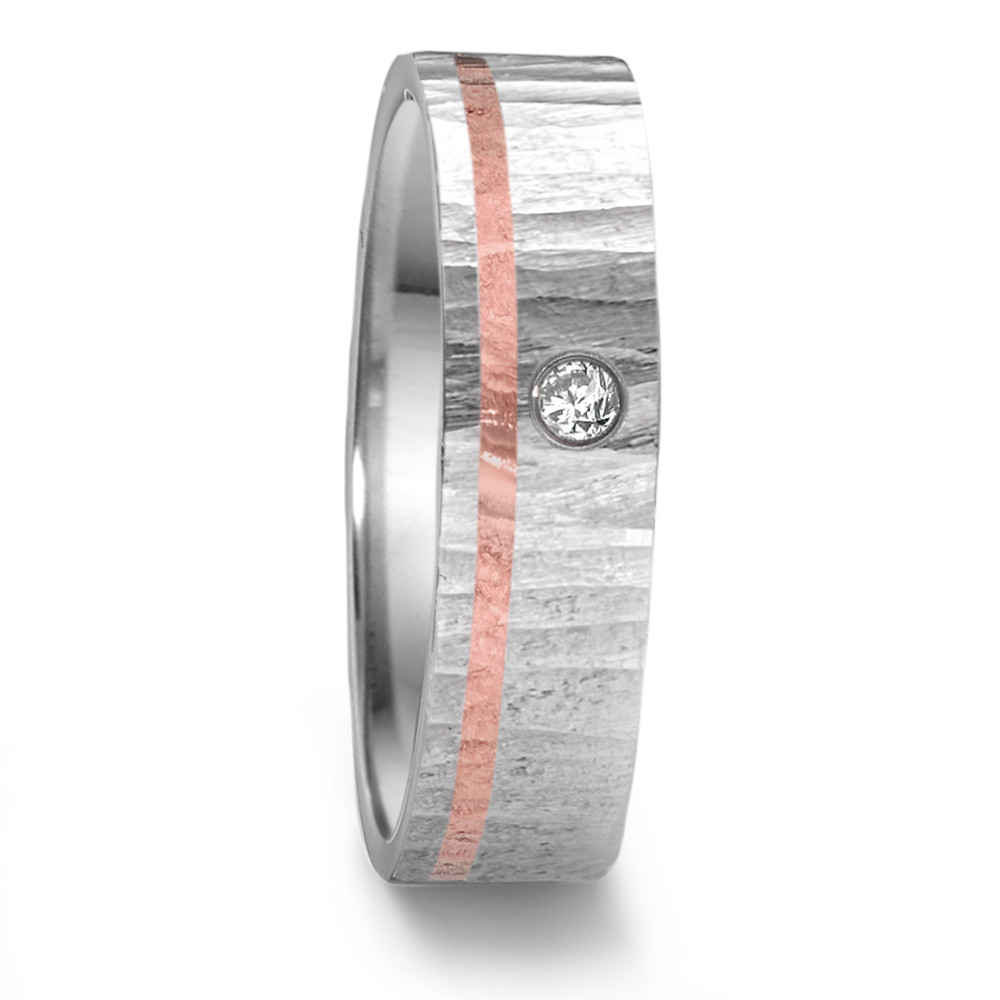 Partnerring Edelstahl, 750/18 K Rotgold Diamant 0.04 ct, w-si-308111