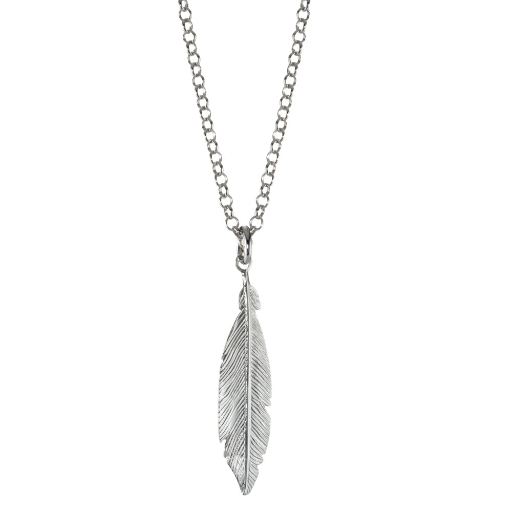 Halskette mit Anhänger Silber Feder 42 cm-352798