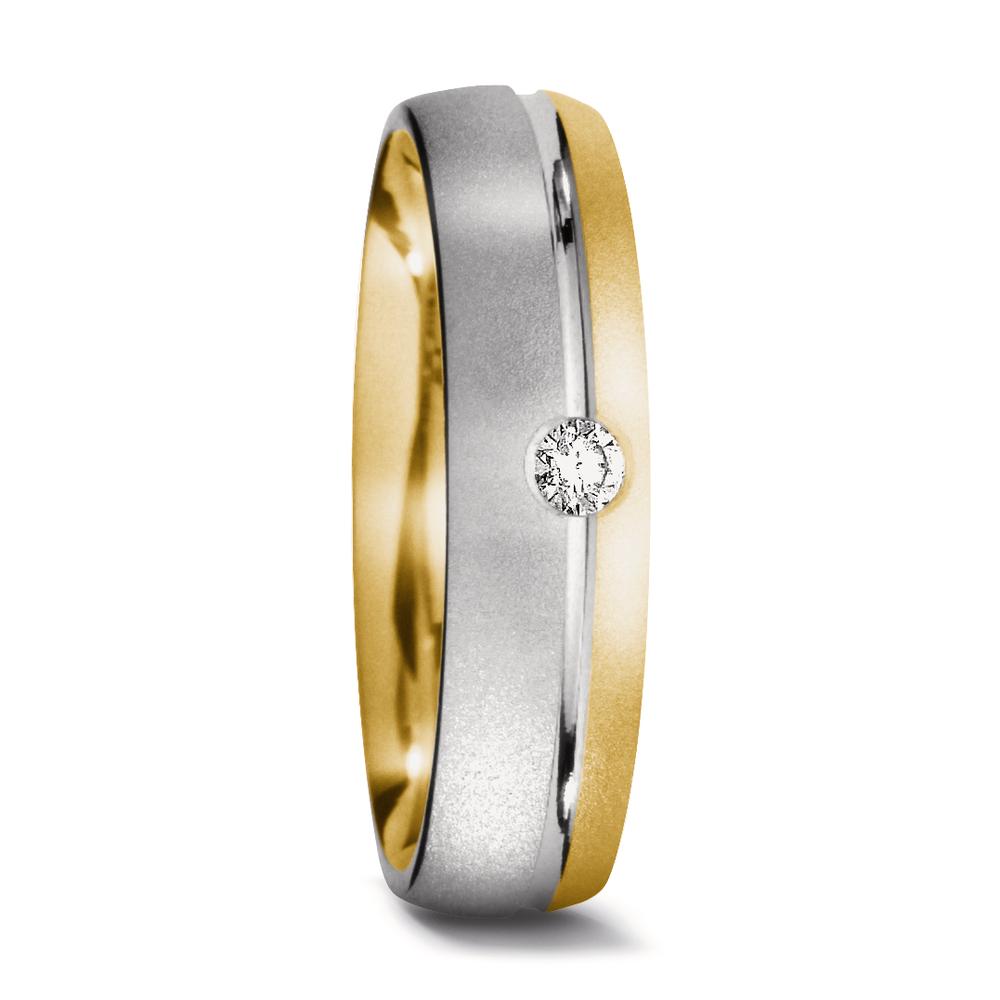 Partnerring 750/18 K Gelbgold, 750/18 K Weissgold Diamant 0.05 ct, tw-si-517293