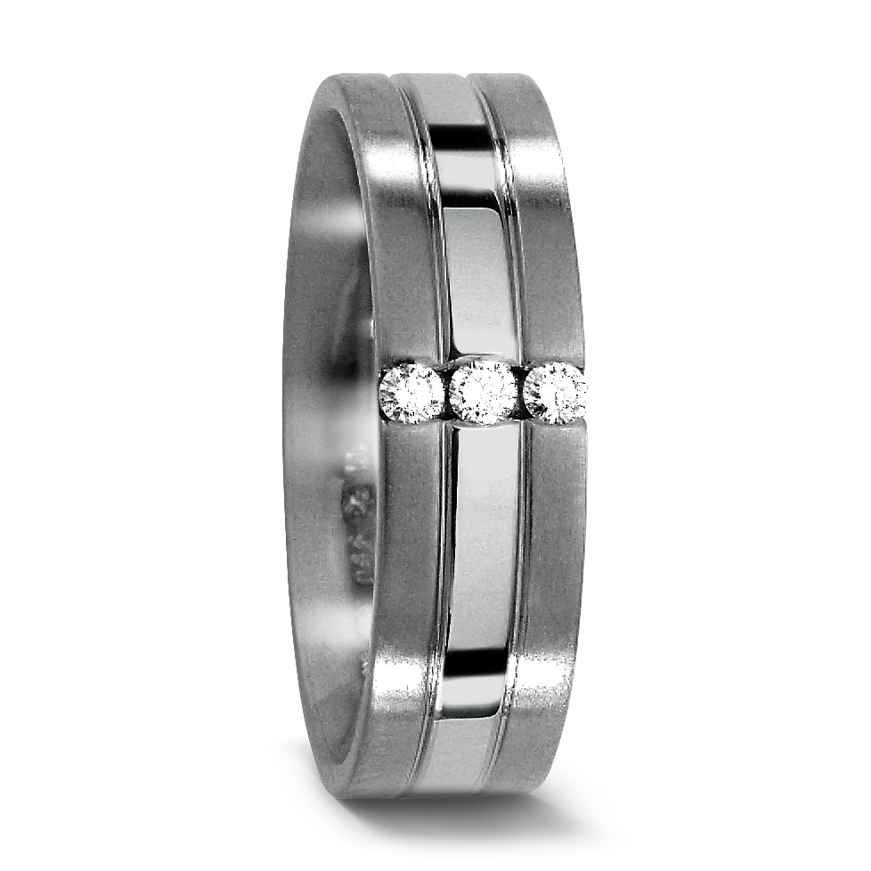 Partnerring Titan, 950 Platin Diamant 0.06 ct, 3 Steine, w-si-528918