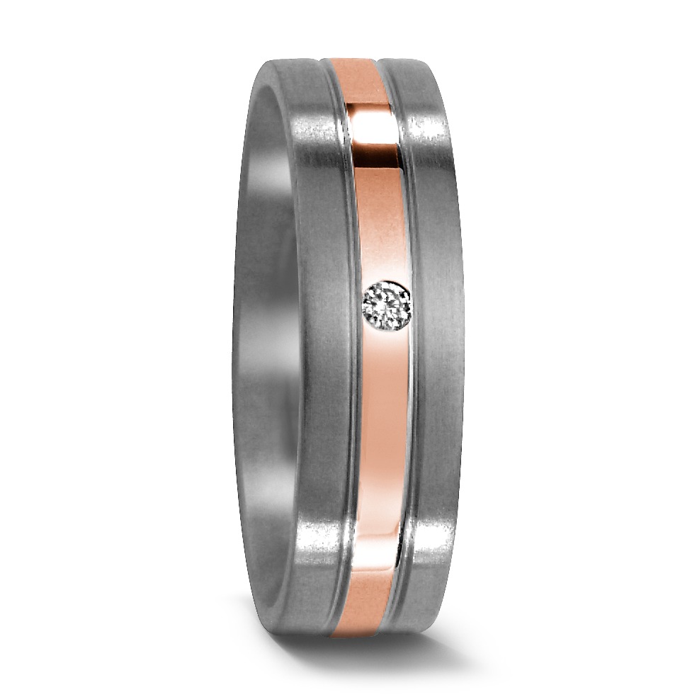 Partnerring Titan, 750/18 K Rotgold Diamant 0.02 ct, w-si-529078