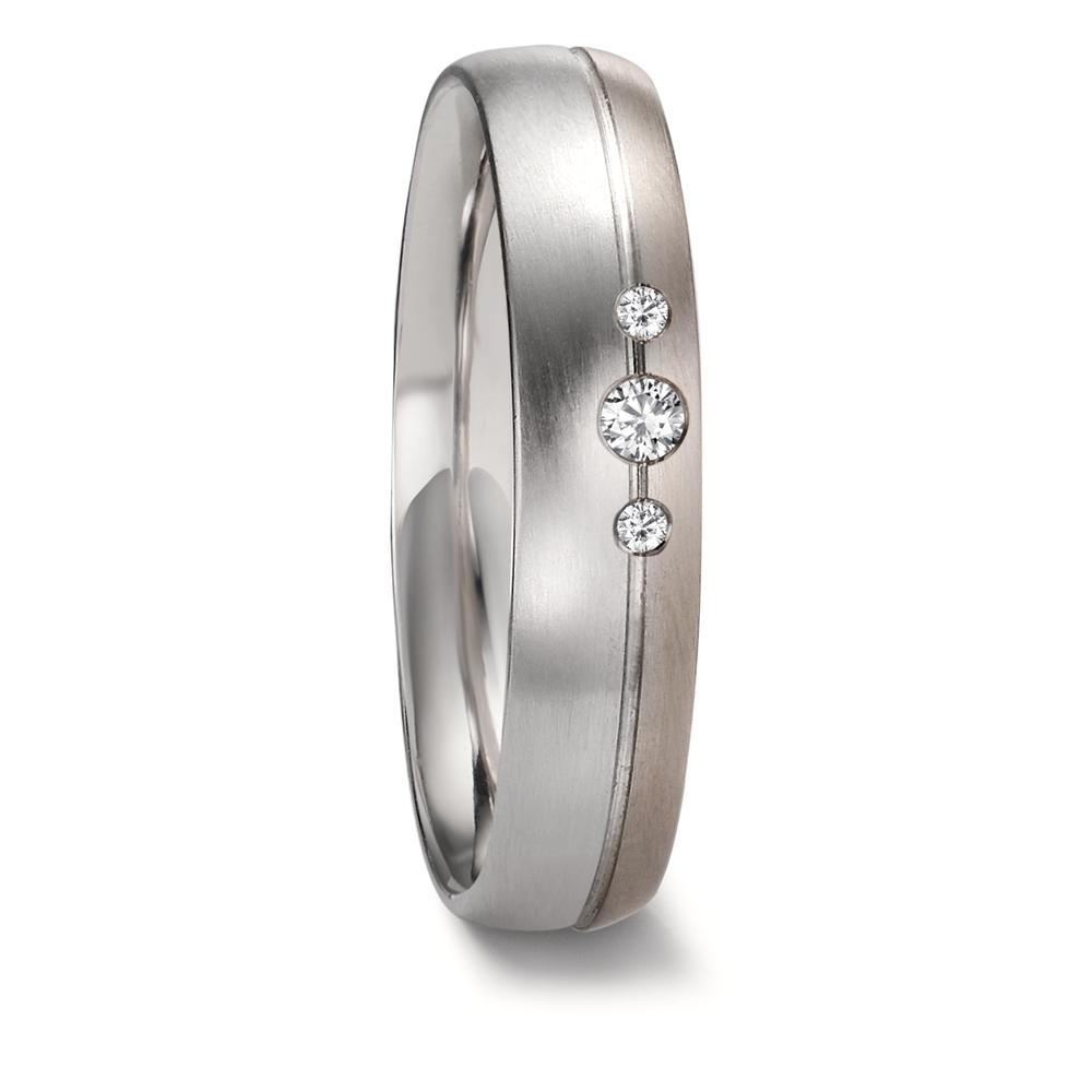 Partnerring 950 Platin, 750/18 K Graugold Diamant 0.06 ct, 3 Steine, tw-if-533371