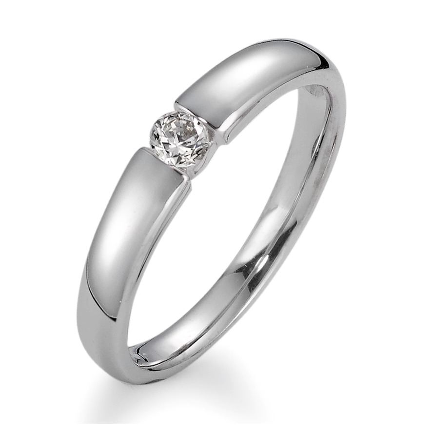 Solitär Ring 750/18 K Weissgold Diamant 0.15 ct, vsi-540455