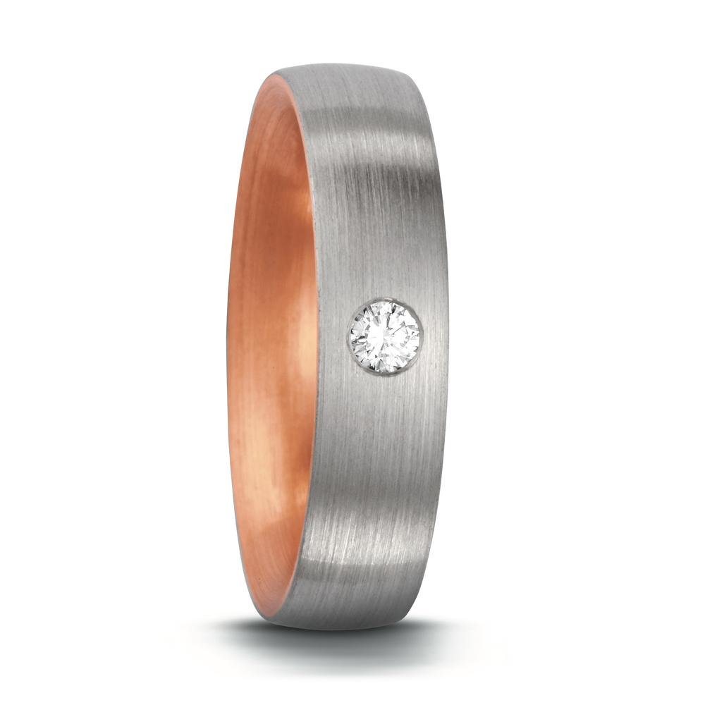 Partnerring 750/18 K Rotgold, 950 Platin Diamant 0.07 ct, tw-si-541026