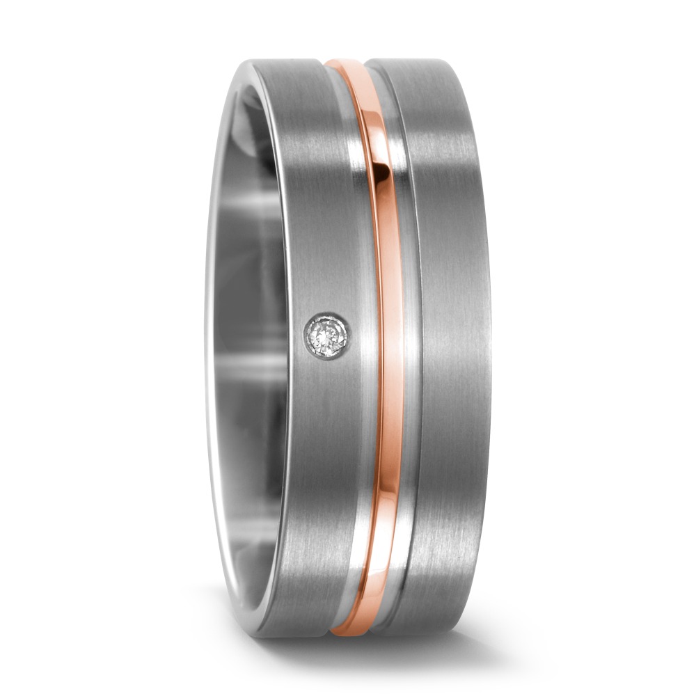 Partnerring Titan, 750/18 K Rotgold Diamant 0.02 ct, w-si-541169