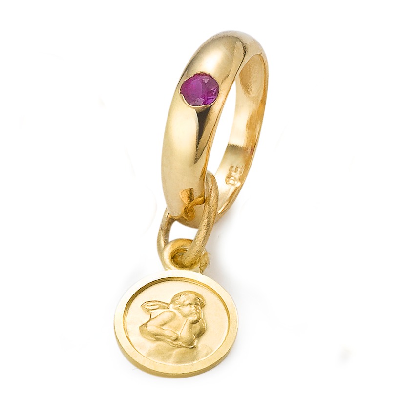 Taufring 375/9 K Gelbgold Rubin Schutzengel Ø10 mm-544789