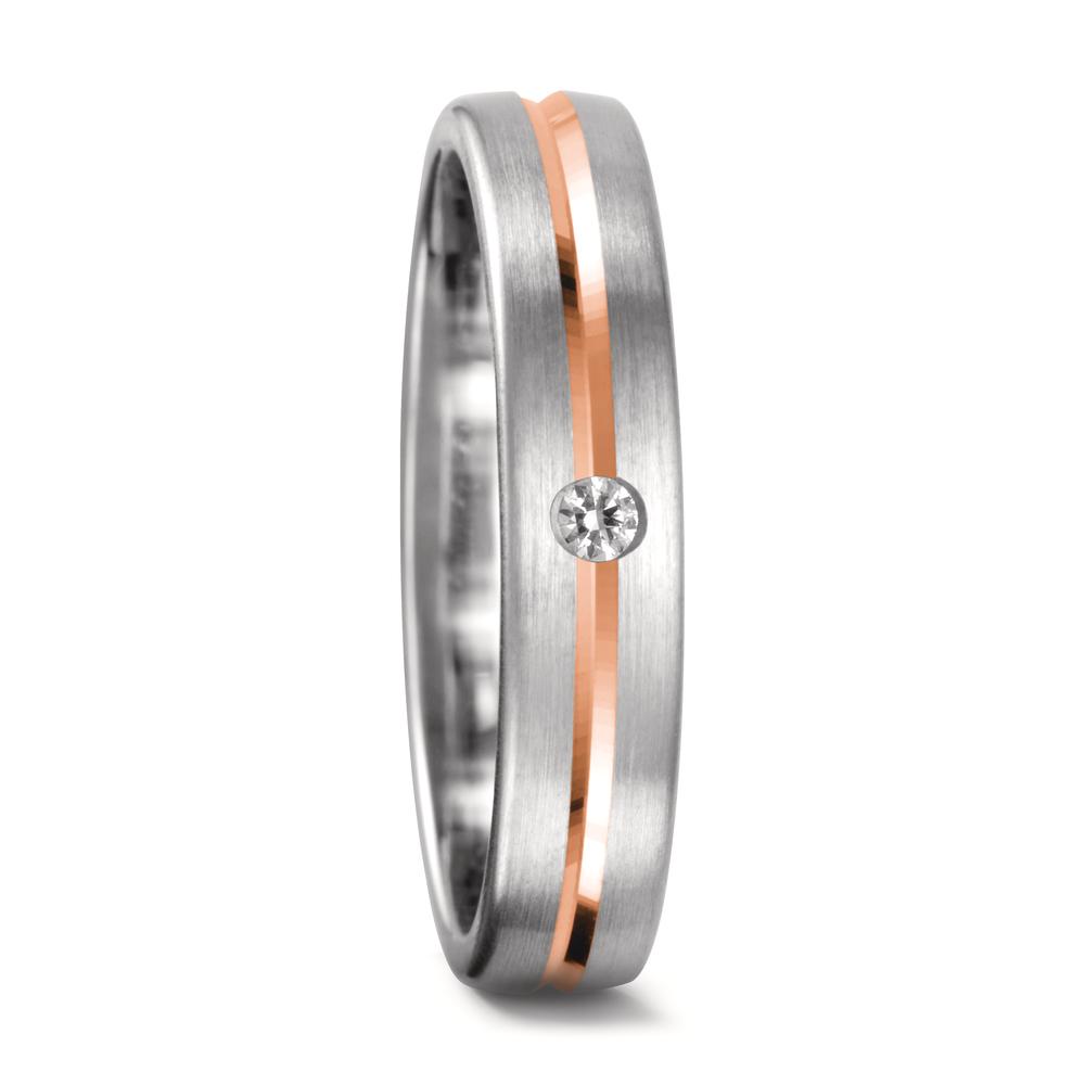 Partnerring 750/18 K Weissgold, 750/18 K Rotgold Diamant 0.04 ct, tw-vsi-544993