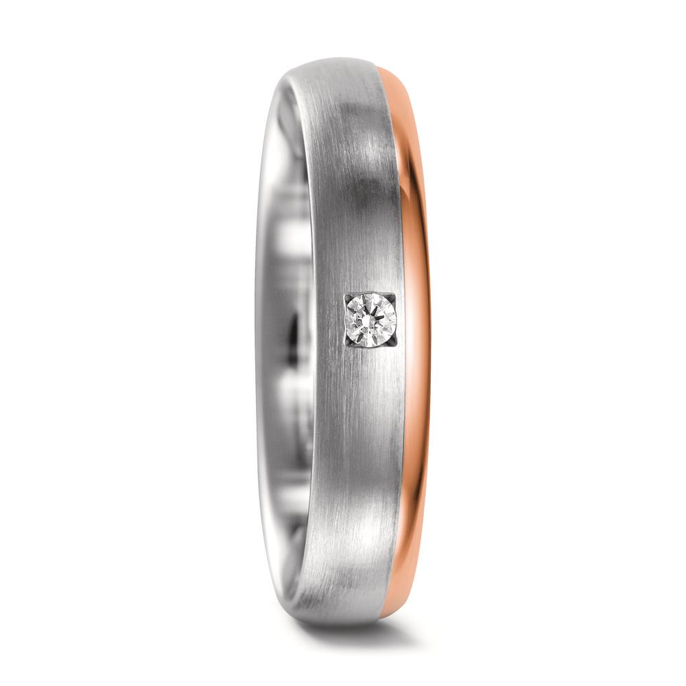 Partnerring 750/18 K Weissgold, 750/18 K Rotgold Diamant 0.03 ct, tw-vsi-545129