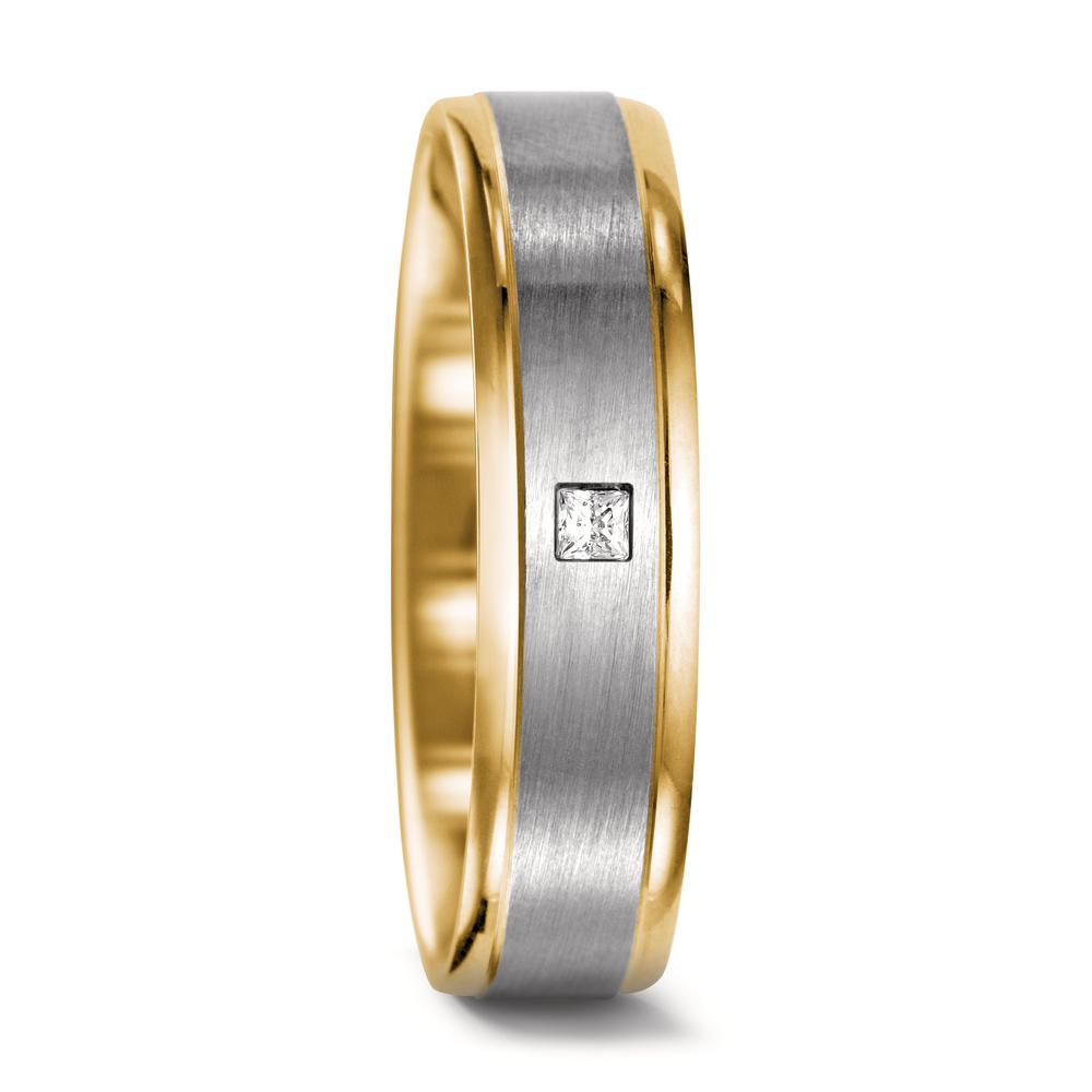 Partnerring 750/18 K Weissgold, 750/18 K Gelbgold Diamant 0.04 ct, tw-vsi-545148