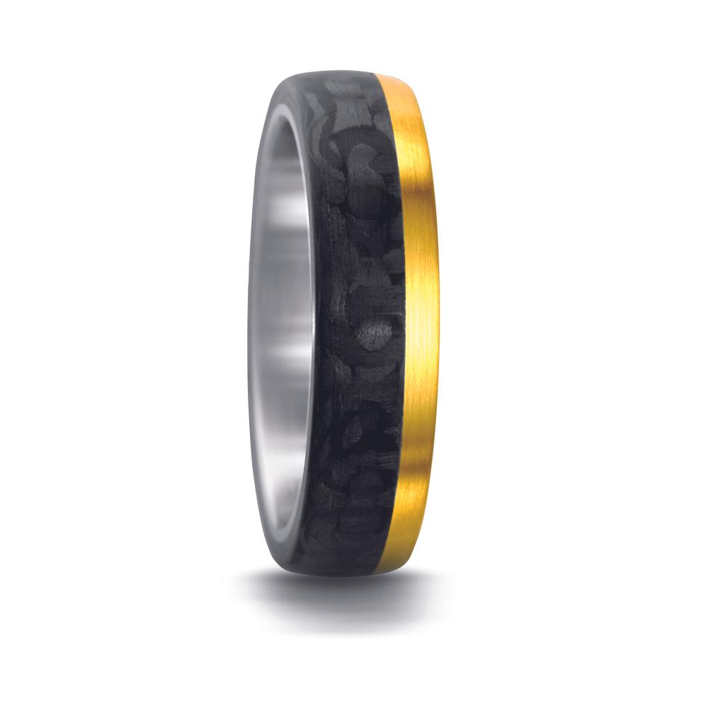 Partnerring Edelstahl, Carbon, 750/18 K Gelbgold-545662