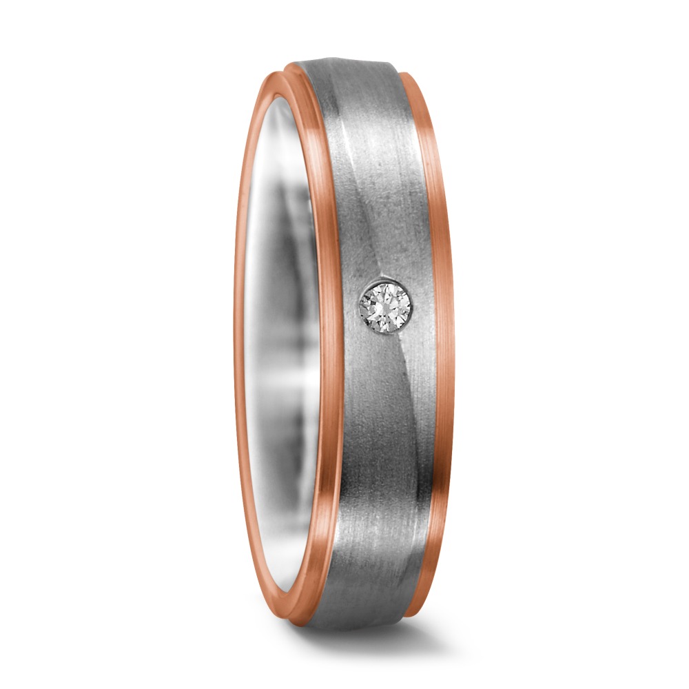 Partnerring 750/18 K Weissgold, 750/18 K Rotgold Diamant 0.025 ct, w-si-545846