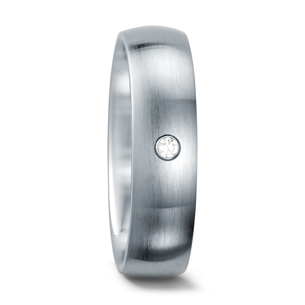 Partnerring Edelstahl Zirkonia weiss, rund-546765