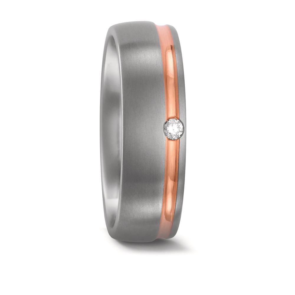 Partnerring Titan, 750/18 K Rotgold Diamant 0.03 ct, w-si-546848