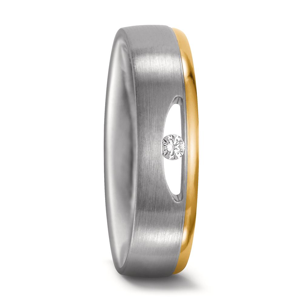 Partnerring 750/18 K Weissgold, 750/18 K Gelbgold Diamant 0.03 ct, tw-vsi-547023