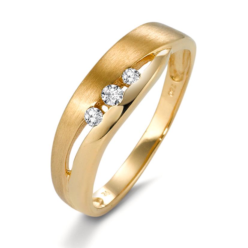 Fingerring 750/18 K Gelbgold Zirkonia 3 Steine-549977
