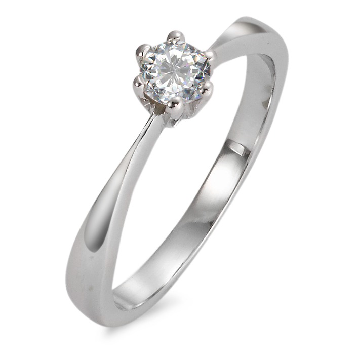 Solitär Ring 750/18 K Weissgold Moissanite rund, 4 mm-552274