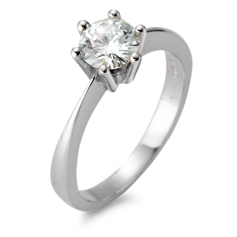 Solitär Ring 750/18 K Weissgold Moissanite rund, 6 mm-552276