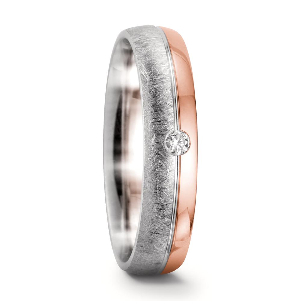 Partnerring 750/18 K Weissgold, 750/18 K Rotgold Diamant 0.045 ct, tw-si-552537