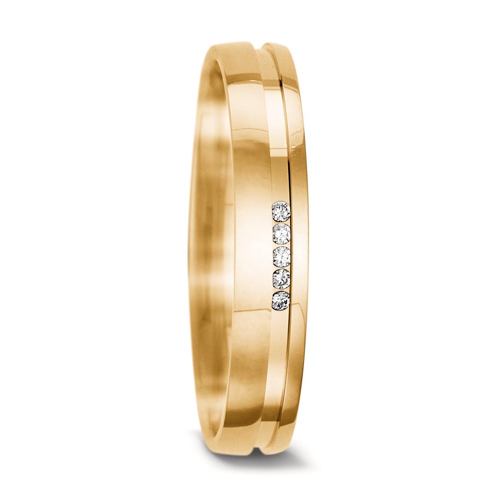 Partnerring 750/18 K Gelbgold Diamant 0.025 ct, 5 Steine, tw-vsi-556480