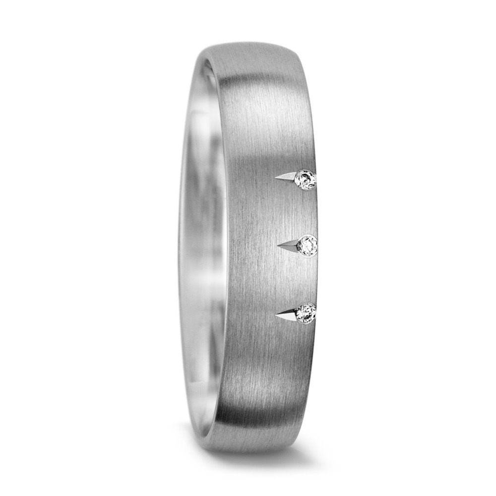 Partnerring 750/18 K Weissgold Diamant 0.015 ct, 3 Steine, tw-vsi-556672